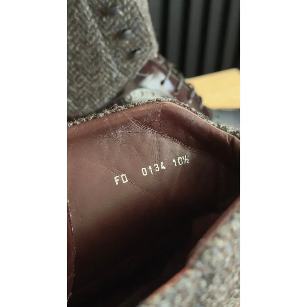 Louis Vuitton Leather Wool Tweed Lace-Up Brougue Boots - Picture 7 of 7